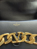 Valentino Garavani Small VLogo Chain Shoulder Bag in Black Calfskin