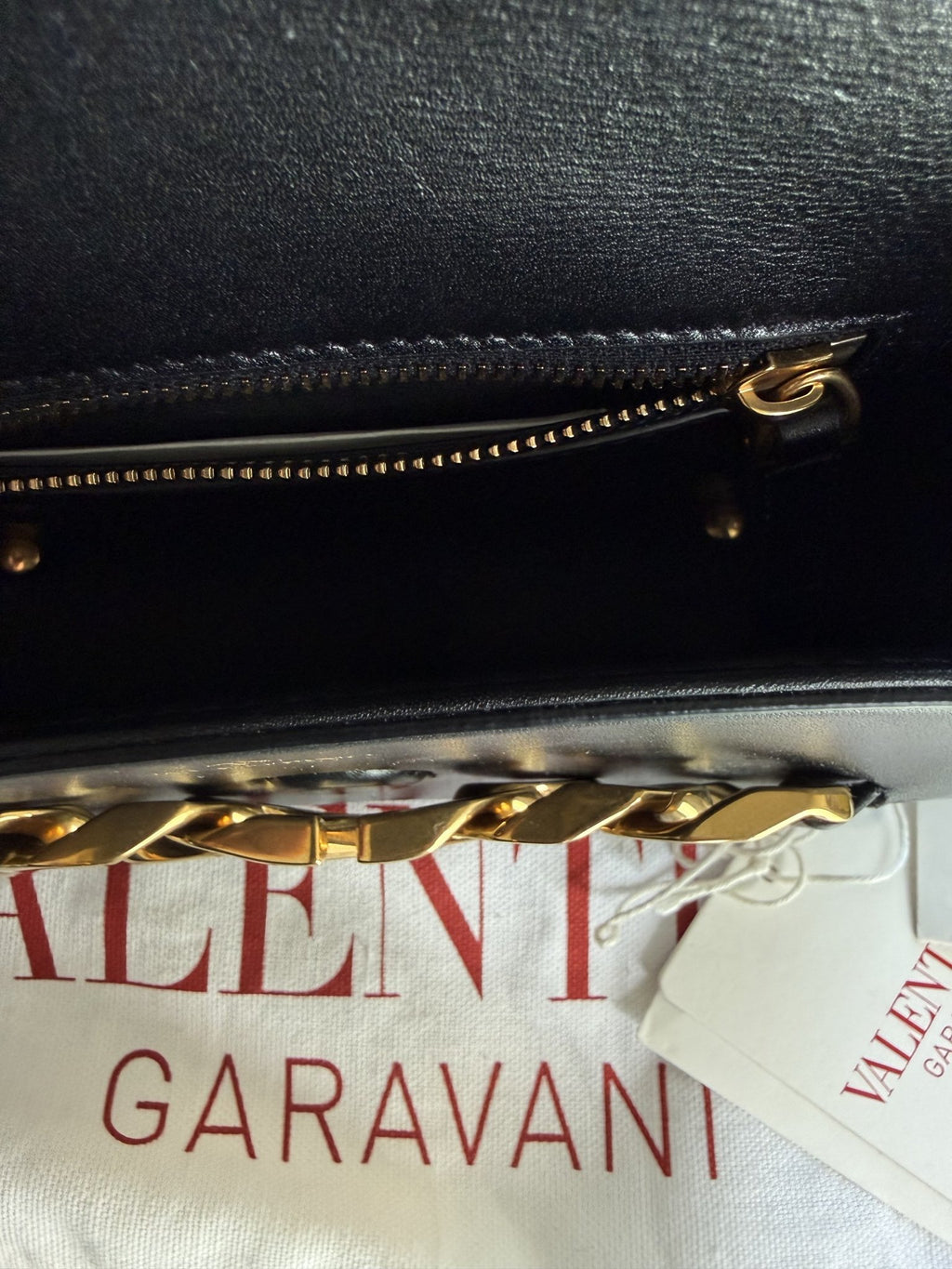 Valentino Garavani Small VLogo Chain Shoulder Bag in Black Calfskin
