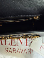 Valentino Garavani Small VLogo Chain Shoulder Bag in Black Calfskin