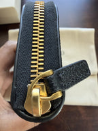 Valentino Garavani VLogo Signature Zip Card Case in Black Grained Leather